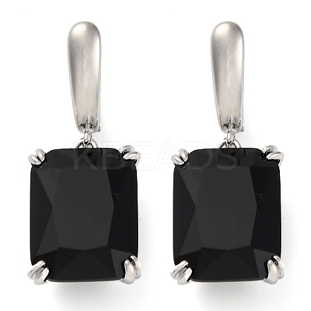 Brass Pave Cubic Zirconia Rectangle Hoop Earrings for Women EJEW-I304-28P-07-1