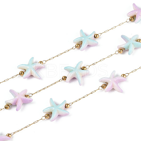 Handmade 316 Stainless Steel Starfish Link Chains CHS-N006-02G-1