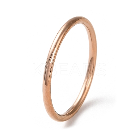 Ion Plating(IP) 304 Stainless Steel Simple Plain Band Finger Ring for Women Men RJEW-F152-04RG-1