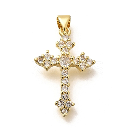 Rack Plating Brass Micro Pave Cubic Zirconia Pendants KK-L226-005G-02-1