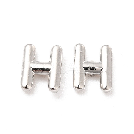 Brass Hollow Out Initial Letter Stud Earrings for Women EJEW-A044-01P-H-1