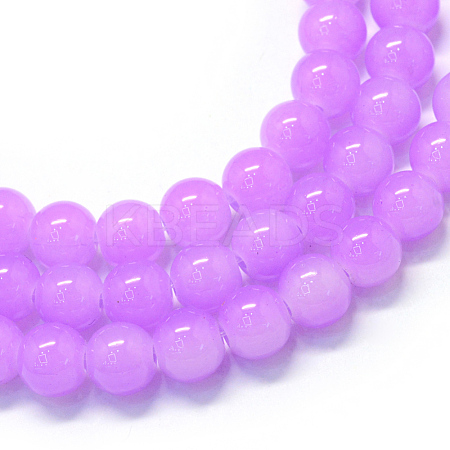 Baking Paint Imitation Jade Glass Round Bead Strands X-DGLA-Q021-10mm-44-1