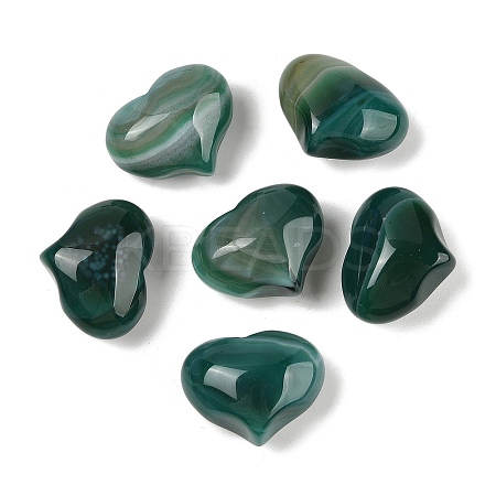 Natural Banded Agate(Dyed & Heated) Heart Palm Stone G-Q021-01D-1