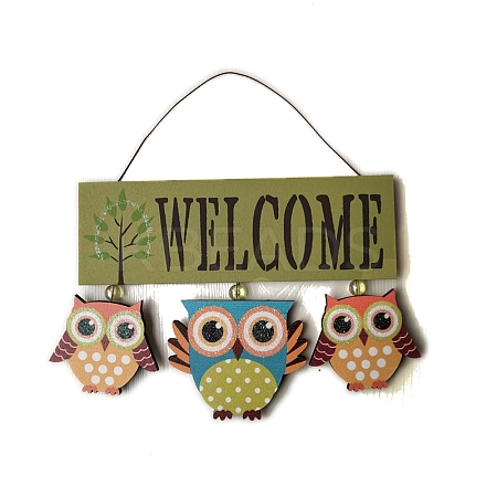 Wood Owl Welcome Hanging Sign PW-WG98AD1-02-1