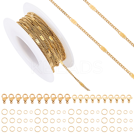 AHADEMAKER DIY 304 Stainless Steel Figaro Chain Necklaces Making Kits FIND-GA0006-95G-1