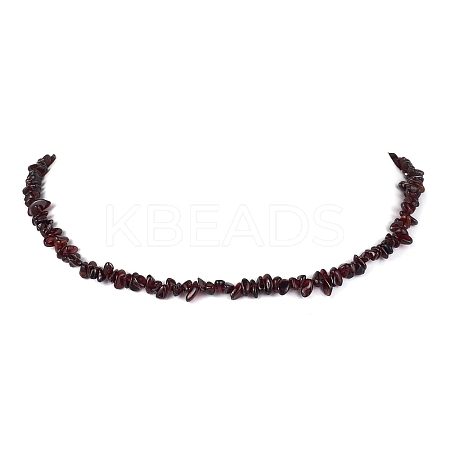 Natural Garnet Chip Beaded Necklace NJEW-JN04616-09-1
