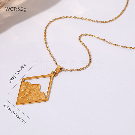 304 Stainless Steel Textured Geometric Pendant Necklaces for Women WG5062C-01-1