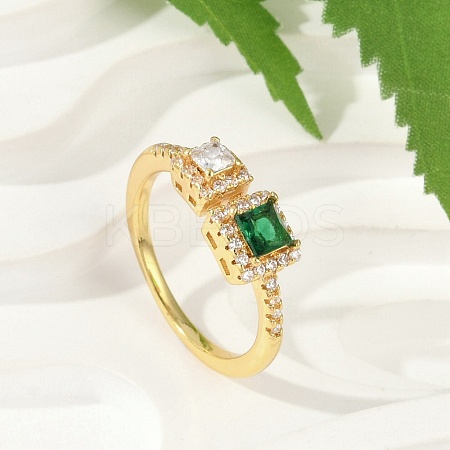 Brass Micro Pave Cubic Zirconia Cuff Rings RJEW-S400-17C-G-1