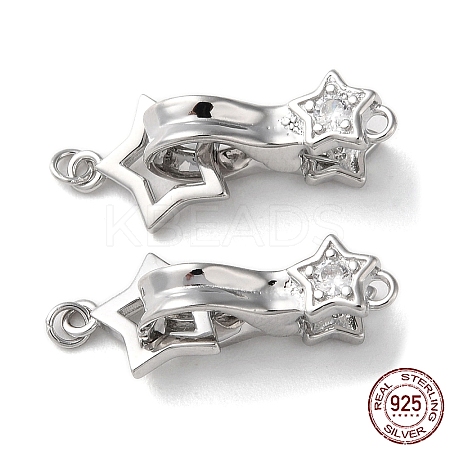 Rhodium Plated 925 Sterling Silver Fold Over Clasps LS-STER-D005-10P-1
