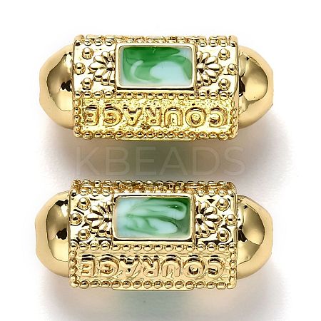 Brass Enamel Beads KK-B028-24G-1