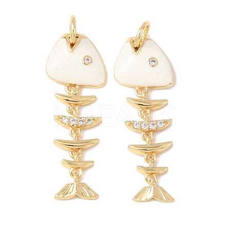 Brass Micro Pave Cubic Zirconia Pendants KK-C143-48G-02-1