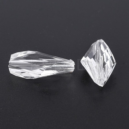 Transparent Clear Acrylic Faceted Teardrop Beads X-TACR-S078-01-1