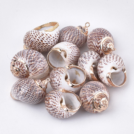 Electroplate Spiral Shell Pendants SSHEL-T009-20-1