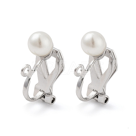 304 Stainless Steel Clip-on Earring Findings with Imitation Pearl Plastic Beaded LS-STAS-H216-03A-P-1