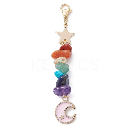Moon Alloy Enamel Pendant Decorations HJEW-JM01276-04-1