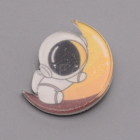 Astronaut with Crescent Moon Brooch Pin LS-JEWB-SZC0001-22-1