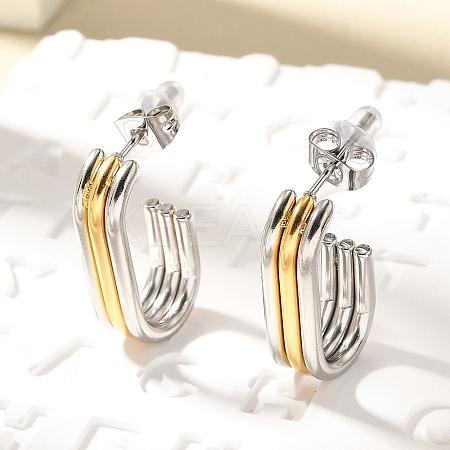 304 Stainless Steel Two Tone Stud Earrings EJEW-F355-05GP-04-1
