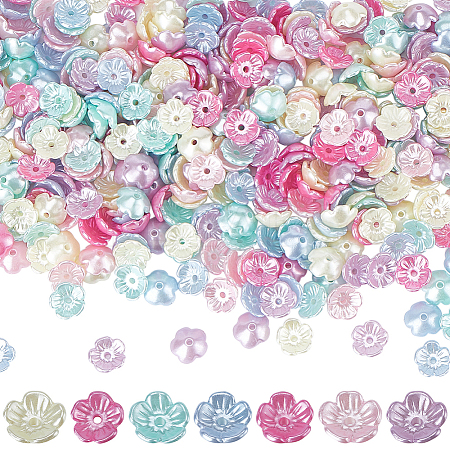 500PCS 5-Petal ABS Plastic Imitation Pearl Bead Caps KY-SC0002-01-1