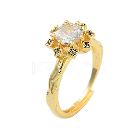 Clear Cubic Zirconia Adjustable Rings RJEW-L120-018G-10-1