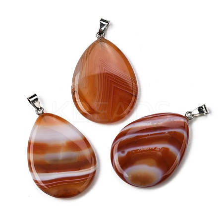 Natural Red Banded Agate(Dyed & Heated) Pendants G-F820-14P-09-1