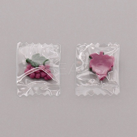 Transparent Candy Bag Grape Resin Pendants RESI-TAC0011-01-1