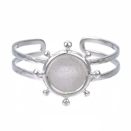Non-Tarnish 304 Stainless Steel Open Cuff Finger Ring Cabochon Settings LS-STAS-T060-10P-1