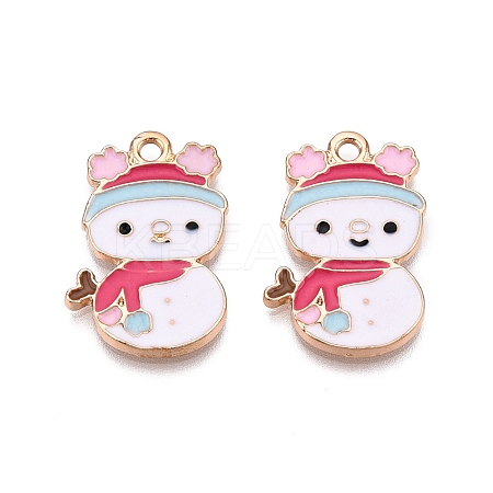 Christmas Theme Rack Plating Alloy Enamel Pendants ENAM-T021-14KCG-1