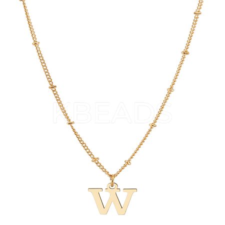 1Pc Brass Chain & 304 Stainless Steel Letter Pendant Necklaces NJEW-LP0001-35W-G-1