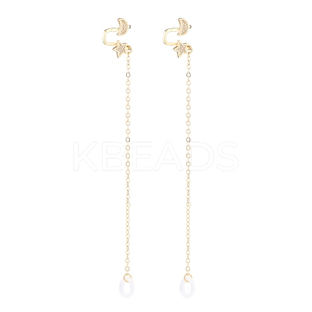 Creative Moon & Star Cubic Zirconia Earring Strap EJEW-JE04689-1