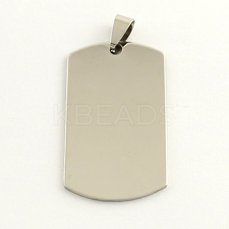 Non-Tarnish 201 Stainless Steel Rectangle Stamping Blank Tag Pendants X-STAS-S030-03-1