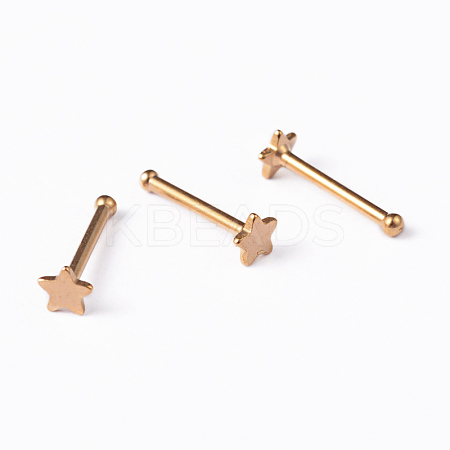 Star 304 Stainless Steel Nose Studs Nose Piercing Jewelry AJEW-L056-02G-1