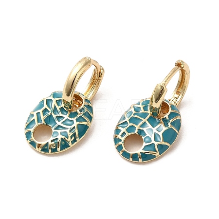 Oval Real 18K Gold Plated Brass Dangle Hoop Earrings EJEW-L268-007G-01-1