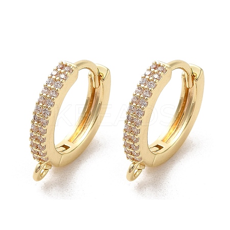 Rack Plating Brass Micro Pave Cubic Zirconia Hoop Findings EJEW-A031-05G-1