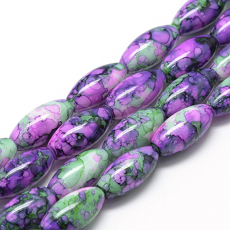 Baking Paint Glass Beads Strands DGLA-S115-22x10mm-S17-1