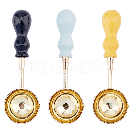 Beech Handle Wax Sealing Stamp Melting Brass Spoon TOOL-CP0001-11-1