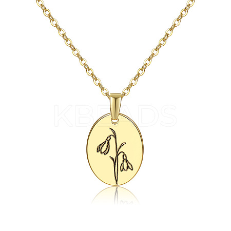 Brass Birth Month Flower Pendant Necklace HUDU-PW0001-034A-1-1