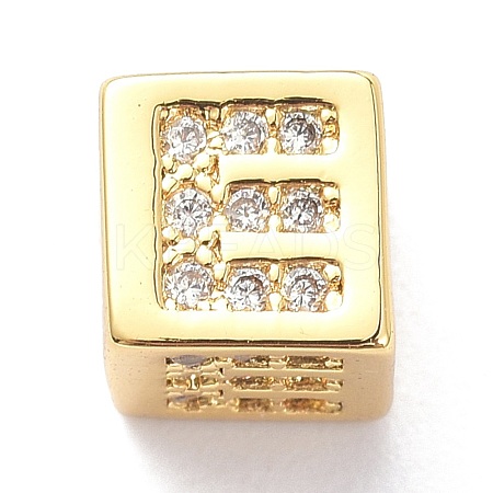 Real 18K Gold Plated Brass Micro Pave Clear Cubic Zirconia Beads ZIRC-L091-076G-E-1