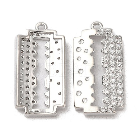 Brass & Cubic Zirconia Pendants KK-G468-65P-1