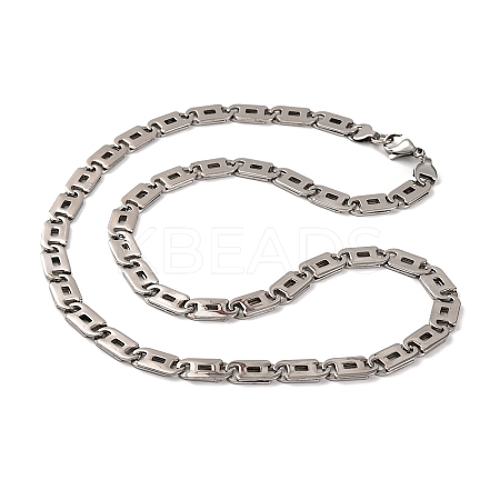 201 Stainless Steel Oval Mariner Link Chain Necklace NJEW-F222-37P-01-1