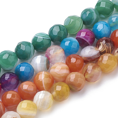 Natural Striped Agate/Banded Agate Beads Strands G-S281-51-6mm-1
