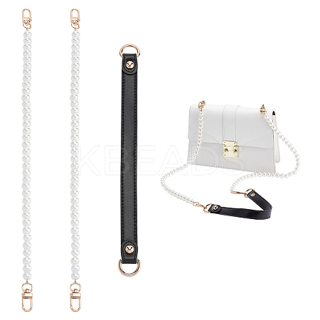 3Pcs 2 Style PU Leather Shoulder Strap & ABS Plastic Imitation Pearl Bag Chain Straps FIND-WR0009-25-1
