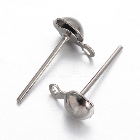 Brass Stud Earring Findings KK-F371-34B-1