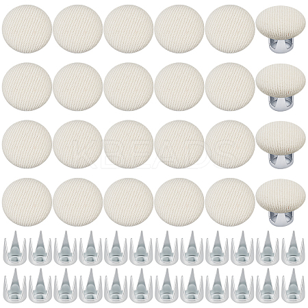 24 Bags Flat Round Cloth Cap Nail Buttons BUTT-BC0001-21E-1