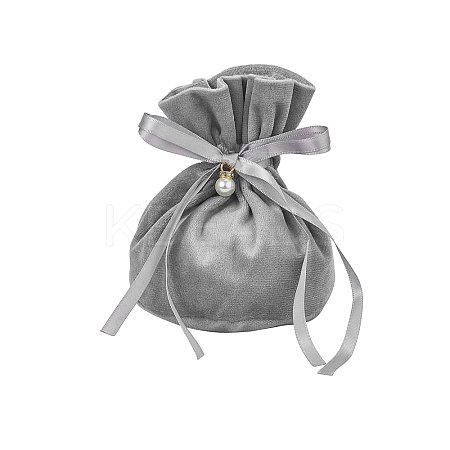 Velvet Jewelry Bags with Drawstring & Plastic Imitation Pearl TP-CJC0001-03F-1