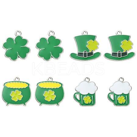 8Pcs 4 Style Saint Patrick's Day Theme Alloy Enamel Pendants ENAM-FS0001-72-1