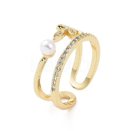 Brass Micro Pave Cubic Zirconia Open Rings RJEW-J017-VC203-1