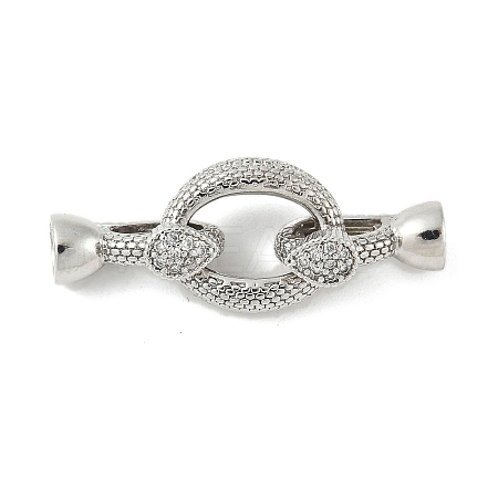 Brass Micro Pave Clear Cubic Zirconia Fold Over Clasps LS-KK-M326-01P-1