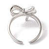 Bowknot Brass Micro Pave Clear Cubic Zirconia Open Cuff Rings for Women LS-RJEW-C098-07P-3