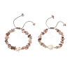 2Pcs Adjustable Natural Black Gold Rutilated Quartz Chip Beads Braided Bead Bracelets BJEW-JB11914-2