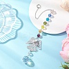 Chakra Glass Beads & Brass Angel Hanging Suncatchers HJEW-JM04685-1
